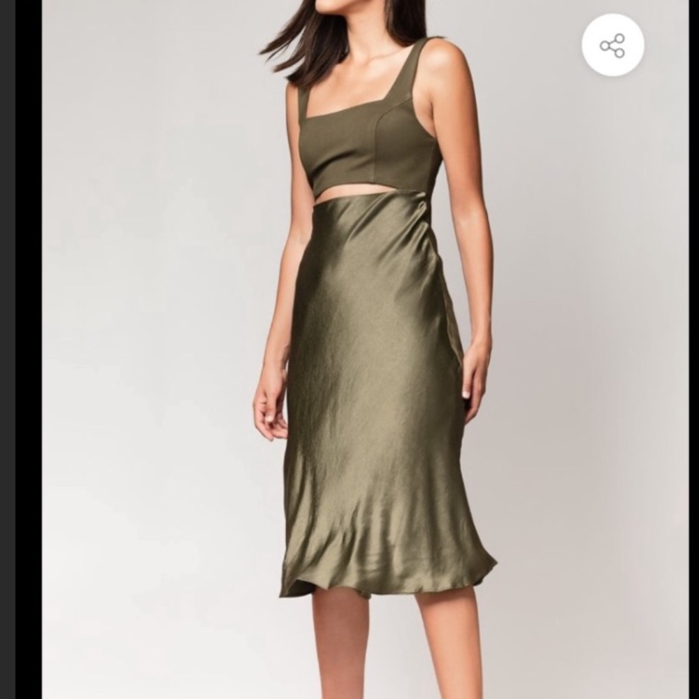 Donna Mizani Regina midi dress color navy green